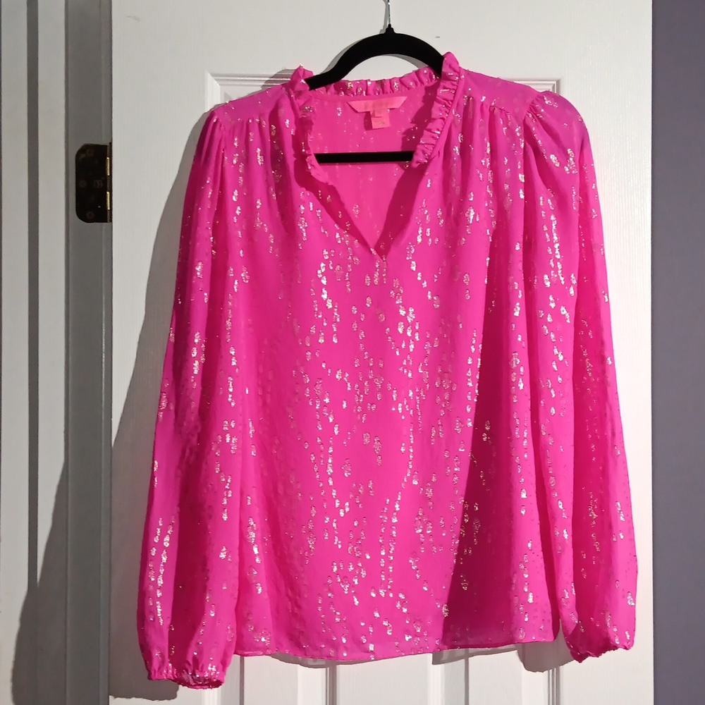 Lilly Pulitzer Pink Sequin Blouse